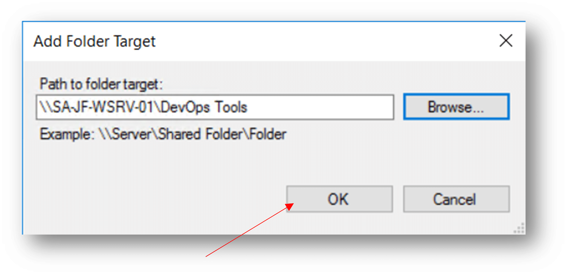Adding a Target Folder to a Namespace Server Academy